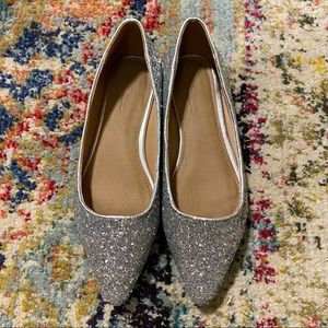 ASOS Lucky Silver Glitter Flats NIB